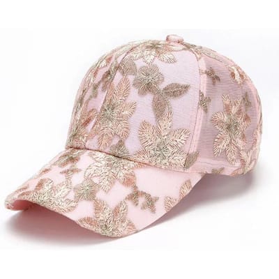 Zomer Ademend Kant Bloemen Baseballpet, Geschikt voor Vrouwen, Retro Geborduurd Buiten Reizen Woon-werkverkeer Pet One Size white