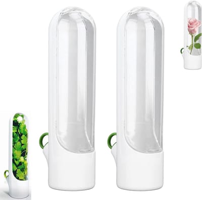 2 stuks - Kruidenbewaarcontainers - Plastic bewaarcontainers - Glazen bewaarcontainers - Groentebewaarcontainers - Voedselbewaardozen - Keukenbekers - Groenteconservenbakken - Geschikt voor koriander, munt, peterselie, kruiden en verse bieslook