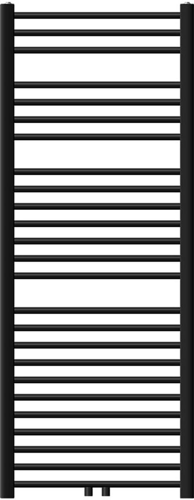 Badkamerradiator Sahara 600x1500 mm zwart recht met thermostaatkraan aan de onderzijde LuxeBath
