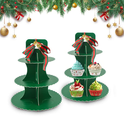 Dailygoods - Kerst Cupcake Standaard en Muffinvormpjes - Taartdecoratie