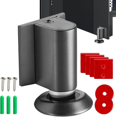 Magnetische Deurstopper - Deurvanger Deurhouder - Deuren Openhouden - Verstelbare Hoogte - 9.8 x 6.1 x 6.1 cm - Zilver