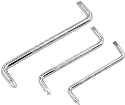 Allecto - Dubbele Hoofd Offset Schroevendraaier Set - 3 Stuks - Z-vormig Ontwerp - Zilver - Phillips en Slotted - Perfect voor Huishoudelijk Onderh...