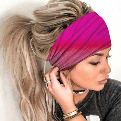 Dames Hoofdband met Print Sport Haar met Brede Rand Yoga Hoofdband Zachte Haarband Hoofddeksel Bundel Haarband purple