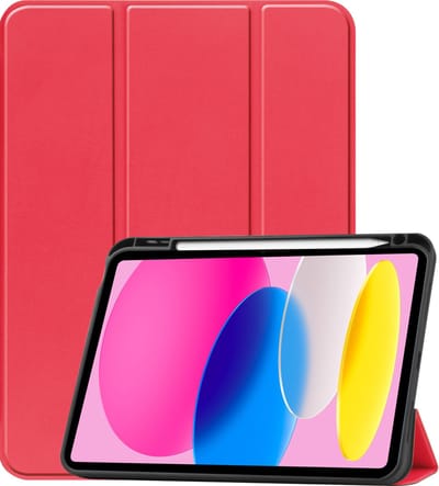 Hoesje - Geschikt voor Apple iPad 10 (2022) - 10.9 inch - 10e Generatie - Dun & Stevig - Trifold Bookcase - Hard Cover Case - Met Uitsparing Geschikt voor Apple Pencil - Hardcover Book - Tablet Hoes - Rood