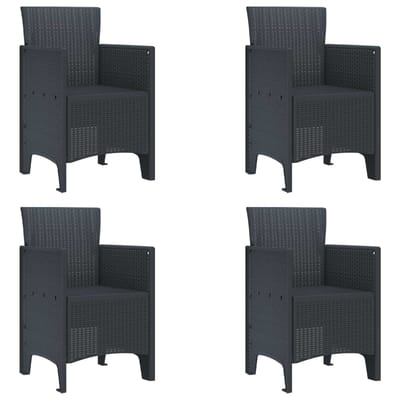 vidaXL Tuinstoel 4 pcs Antraciet 53 x 49 x 85 cm Polypropyleen