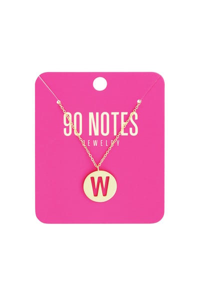 90 NOTES - Initial Ketting - Letter W - goudkleurig