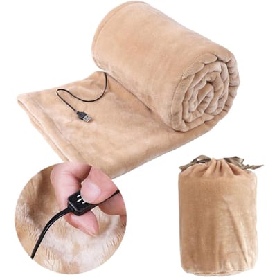 USB Verwarmingsdeken Reizen Voor Bank Bed 5 Niveaus Draagbare Elektrische Deken Winter Warm Zacht Pluche Auto Sjaal Kamperen 160x85cm