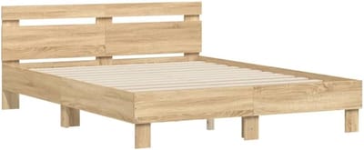 Houten Bedframe met Hoofdbord 140x200 cm Eiken Kleur Tweepersoons
