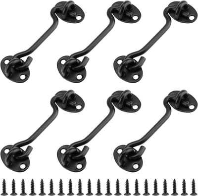 6 Stuks 10.5 cm Zwarte Deursluiting met Schroeven voor Garagedeuren en Schuifdeuren, Veilig en Duurzaam