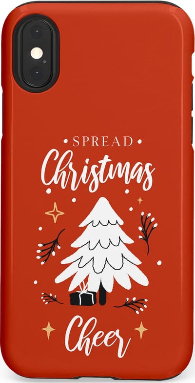 Casetastic hoesje geschikt voor Apple iPhone X / Apple iPhone XS - Dubbellaagse bescherming - Verspreid het Kerstfeest - Fashion Case - Terracotta