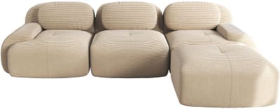 Modulares Ecksofa ohne Montage, ergonomisch und haustierfreundlich, aus Cordstoff mit extra-breiten Armlehnen, 32D hochelastische Polsterung für Wohnzimmer und Schlafzimmer, beige