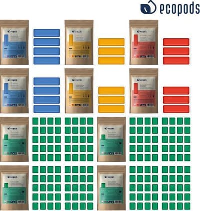Ecopods Navulling Pack L - 18 Maanden Schoonmaken - Ontvetter, Allesreiniger & Vloerreiniger - Krachtig en Zero Waste Schoonmaakpakket