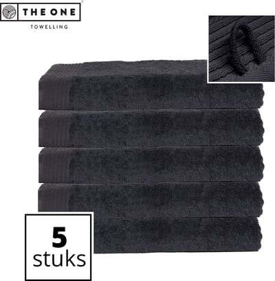 The One Towelling Classic Strandlakens - 100 x 180 cm - 5 Stuks - Voordeelverpakking - Hoge vochtopname - 100% Gekamd katoen - Antraciet