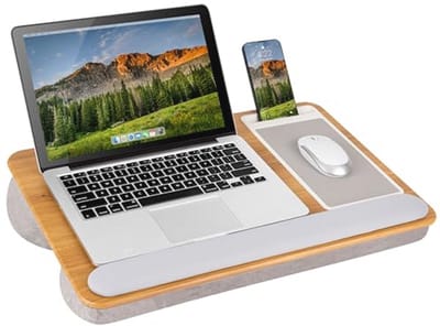 Laptoptablett voor thuiswerken met polssteun, muismat en telefoonhouder - Geschikt voor laptops tot 15,6 inch