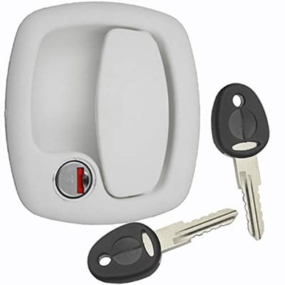 Klapdeurslot wit voor caravan - Buitendeel met slotcilinder
