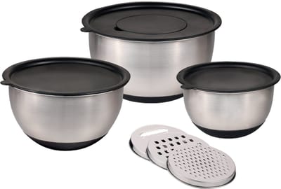 Mengkom, set van 3 stuks, deksel, inclusief 3 raspjes