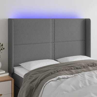 vidaXL - Hoofdbord - LED - 147x16x118/128 - cm - stof - donkergrijs