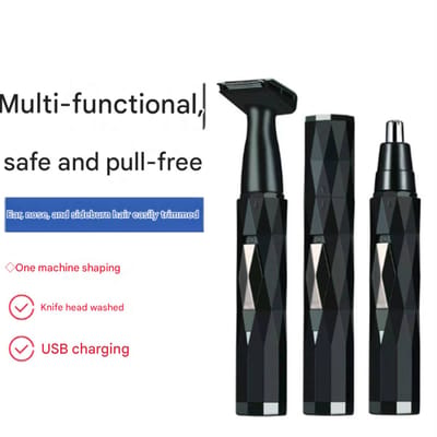 2in1 Kemei Scheerapparaat - multifunctionele Trimmerset - Baard/Precisietrimmer + Neus/Oortrimmer - Usb-Oplaadbare Shaver - Perfecte Trimmerset voor Mannen en Vrouwen - Kleur: Zwart