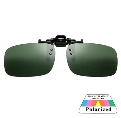 Fako Sunglasses - Clip On Voorzet Zonnebril In Box - Overzet Clip-on - Polariserend - Polarized - Medium - 130x37mm - Groen