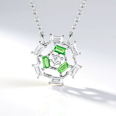 Cavill - Zilveren Halsketting 925 Sterling Zilver - Lemshuku Tsavoriet 0,37 ct & Witte Topaas 0,91 ct - Elegante Verstelbare Damesketting
