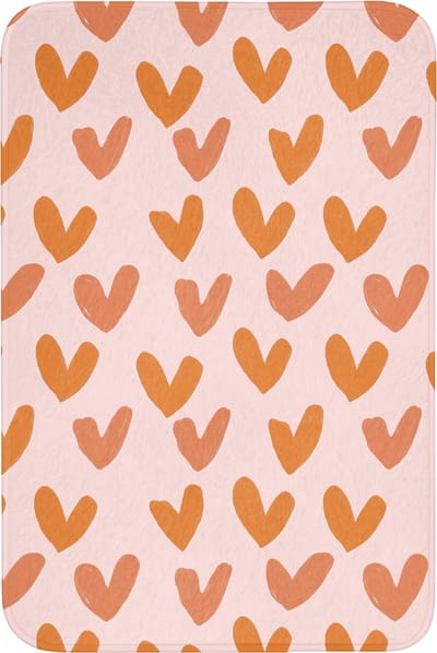 WC mat 60x90 cm - Antislip - Hartjes - Getekend - Oranje - Toiletmat - Vloermat - Douchemat - Toilet tapijt - Toiletmatten