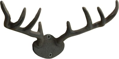 Vintage Antler Wandhaak in Retro Stijl - Antieke Herten Wandhaak van Metaal 10 x 22 cm voor Kleding, Handdoeken en Decoratie