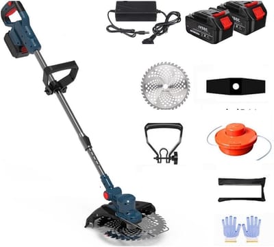 Elektrische Grastrimmer - Snaartrimmer Kantensnijder - Gazon Onderhoud - Borstelloze Motor - 2 Batterijen - Zwart