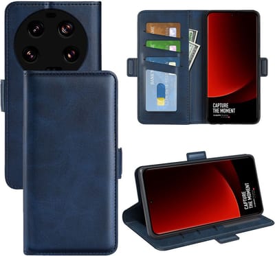 MobyDefend Hoesje - Geschikt voor Xiaomi 13 Ultra - Luxe Wallet Book Case (Sluiting Zijkant) - Blauw
