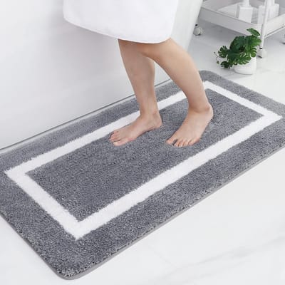Dailygoods- Badmat Antislip - Wasbaar Microvezel - 60 x 120 cm - Zacht - Grijs - Ideaal voor Badkamer - Badmatten