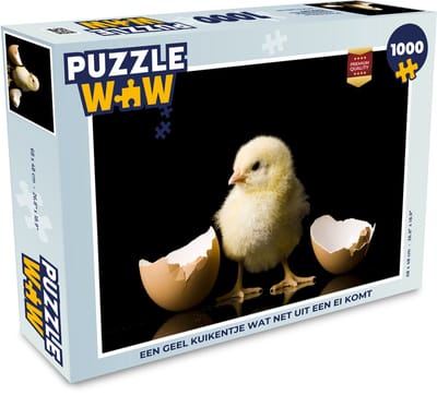 Puzzel Een geel kuikentje wat net uit een ei komt - Legpuzzel - Puzzel 1000 stukjes volwassenen
