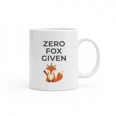 Grappige Sarcastische Tekst Koffiemok “Zero Fox Given” – Schattige Vos Illustratie Cadeau – 330 ml Keramische Mok