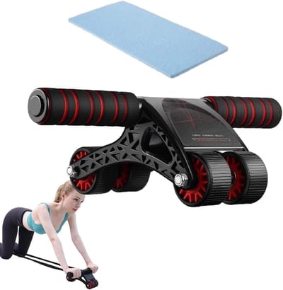 Buikspiertrainer - Krachtmachine - Kernspieren Versterken - Automatisch Trainingswiel - 1 kg - Zwart