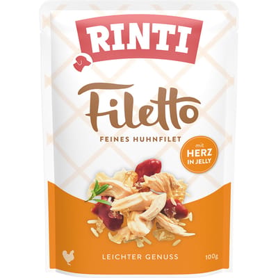 Voordeelpakket Rinti Filetto Zakjes in Gelei 48 x 100 g - Kip met Kippenhart