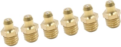 Dailygoods- Vetnippel Set van 6 - M10 Draad - Messing - Duurzaam - Anticorrosie - Slijtvast - Vetfitting