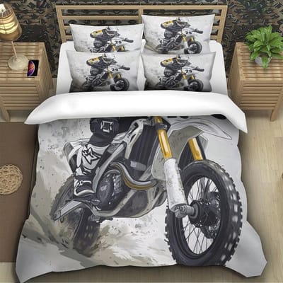 Crossmotor 3D-print Dekbedovertrekken, Motorfiets Zachte Microvezel Beddengoed Set En Kussensloop Verborgen Rits Voor Kinderen Tieners Enkel 70x133cm-2pcs