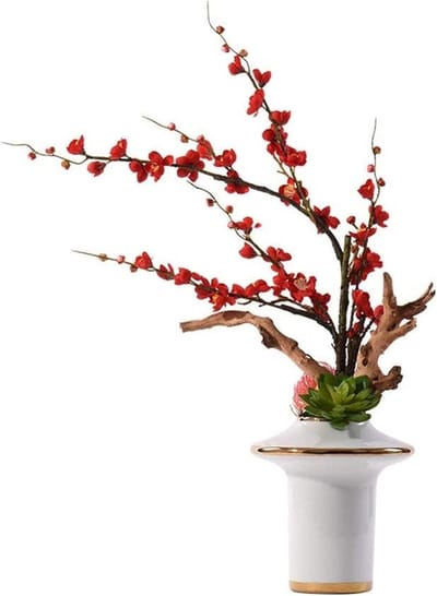 Kunstbonsai met vaas - Nepbloemen decoratie - Bureaublad versieren - Onderhoudsvrije plant - 55x20x77 cm - A