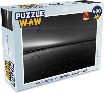 Puzzel Waddenzee - Vuurtoren - Zwart - Wit - Legpuzzel - Puzzel 500 stukjes