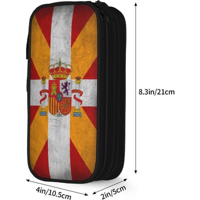 Klassieke Spaanse Vlag Etui Etuis Pennenhouder voor Meisje Jongen Grote Capaciteit Tas Schoolbenodigdheden Cadeau Schrijfwaren (as the picture,M)
