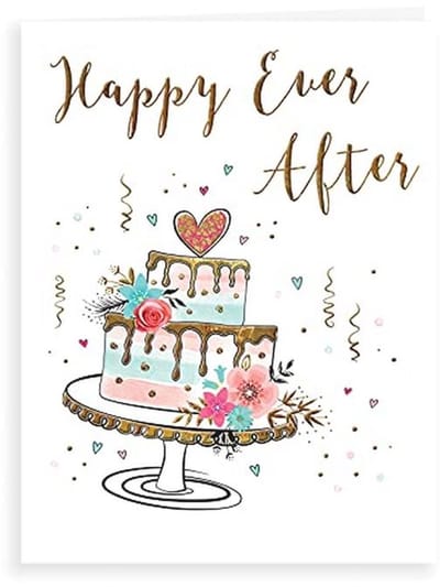 Luxe Moderne Bruiloft Kaart Gelukkig Ever After - 8 x 6 inch