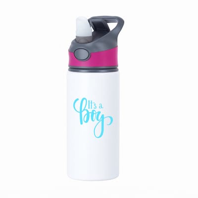 Hacebo® - It's a Boy waterfles met rietje roze - Baby - kersverse ouders - Geboorte kraamcadeau jongen - babyshower - water fles - 650ML