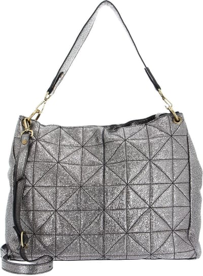CATERINA LUCCHI Leren Shopper Schoudertas Urban Laminated Shoulder Bag Antracite Zilverkleurig
