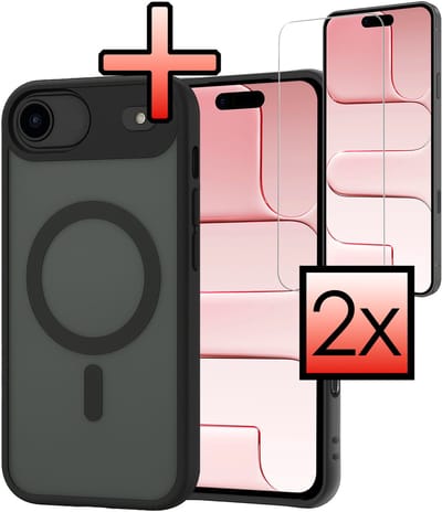 Hoesje - Met 2x Screenprotector - Geschikt voor Apple iPhone Air - Magsafe Compatible - Sterk & Shockproof - Back Cover - Shock Proof Case - Telefoon Hoes - Zwart