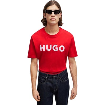 Hugo Heren-T-shirt met Dulivio-logo in contrasterende kleuren (Rood, Wit)