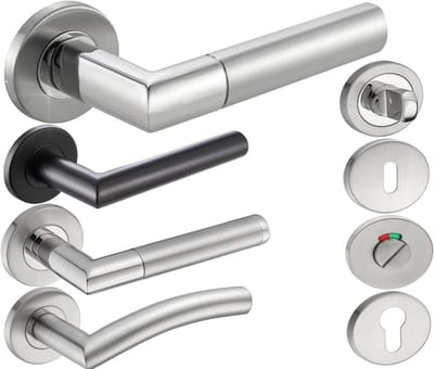 Deurbeslag van roestvrij staal rond profielcilinder voor deurdikte 20 - 47 mm