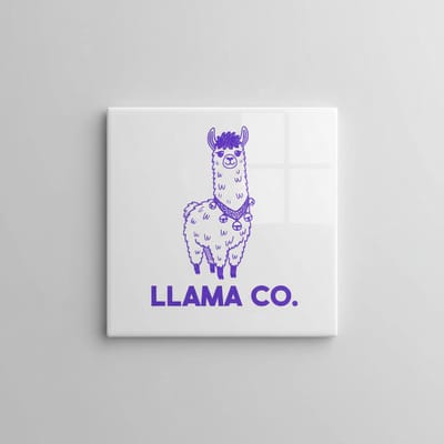 Schattige 15×15 cm Keramische Tegel – “Llama Co.” Leuke Paarse Lama Illustratie Wanddecoratie