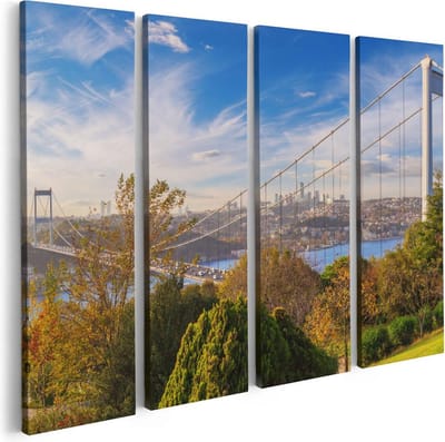Artaza Canvas Schilderij Vierluik Bosphorus Brug In Instanbul - 80x60 - Foto Op Canvas - Canvas Print