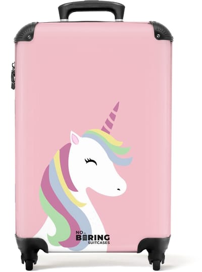 NoBoringSuitcases.com® - Unicorn roze - Koffer kind meisje - 55x35x25