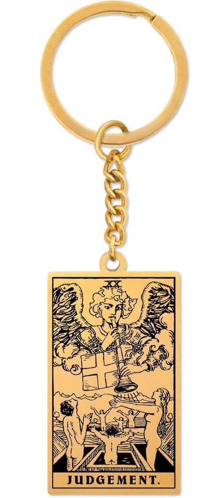 Tarot Sleutelhanger XX: Het Oordeel / Judgement - Goudkleurig Stainless Steel - Grote Arcana uit Rider-Waite Geïnspireerd - Pax Amare