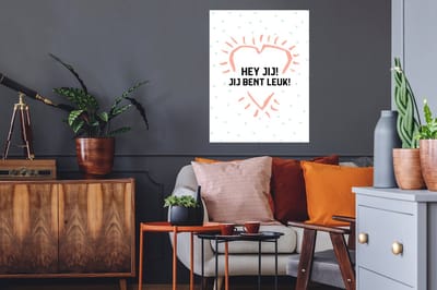 Muurstickers - Sticker Folie - Quotes - Stel - Spreuken - Hey jij! Jij bent leuk! - 60x80 cm - Plakfolie - Muurstickers Kinderkamer - Zelfklevend Behang - Zelfklevend behangpapier - Stickerfolie