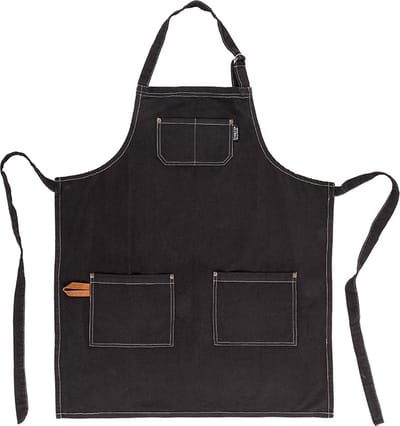 Tiseco Home Studio - Keukenschort HAVANA - 100% katoen - Verstelbaar nekdesign, gemakkelijk schoon te maken, ruime voorzakken - 74x85 cm - Zwart